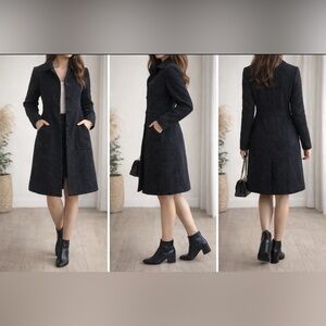 Esprit Black Tweed Trench Coat